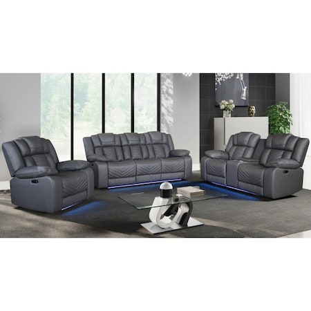 Global Furniture Usa U7068 GREY 10 POWER RECLINING SOFA/POWER CONSOLE RECLINING LOVESEAT/POWER RECLINER W/LED 6472